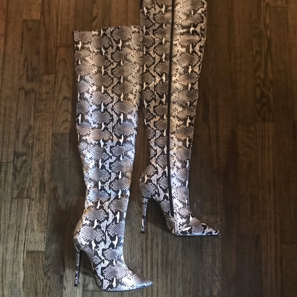 Over the knee (thigh high) Python Print Boots - Picture 2 of 8
